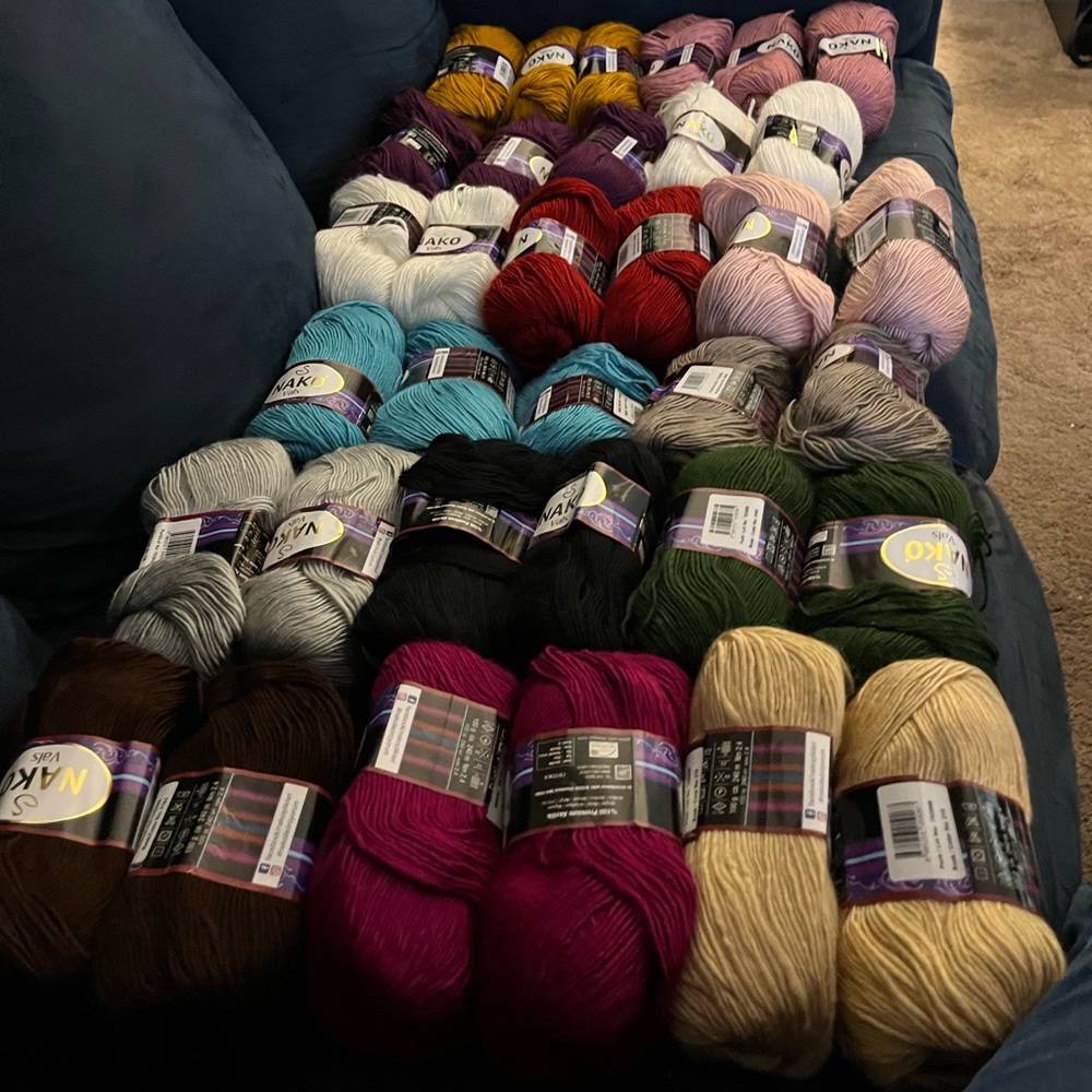Knitting/Crochet yarn lot of 34 skeins